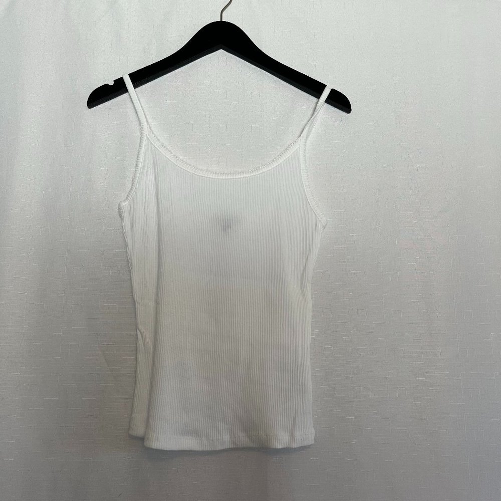 NWT Wild Fable Ribbed Spaghetti Strap Cropped Tank White Large